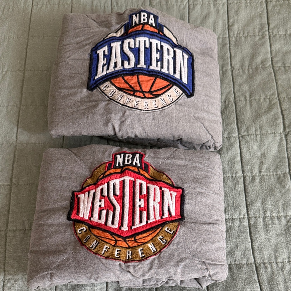 Pottery Barn Teen Gray NBA Eastern & Western Conference Patch Pillows